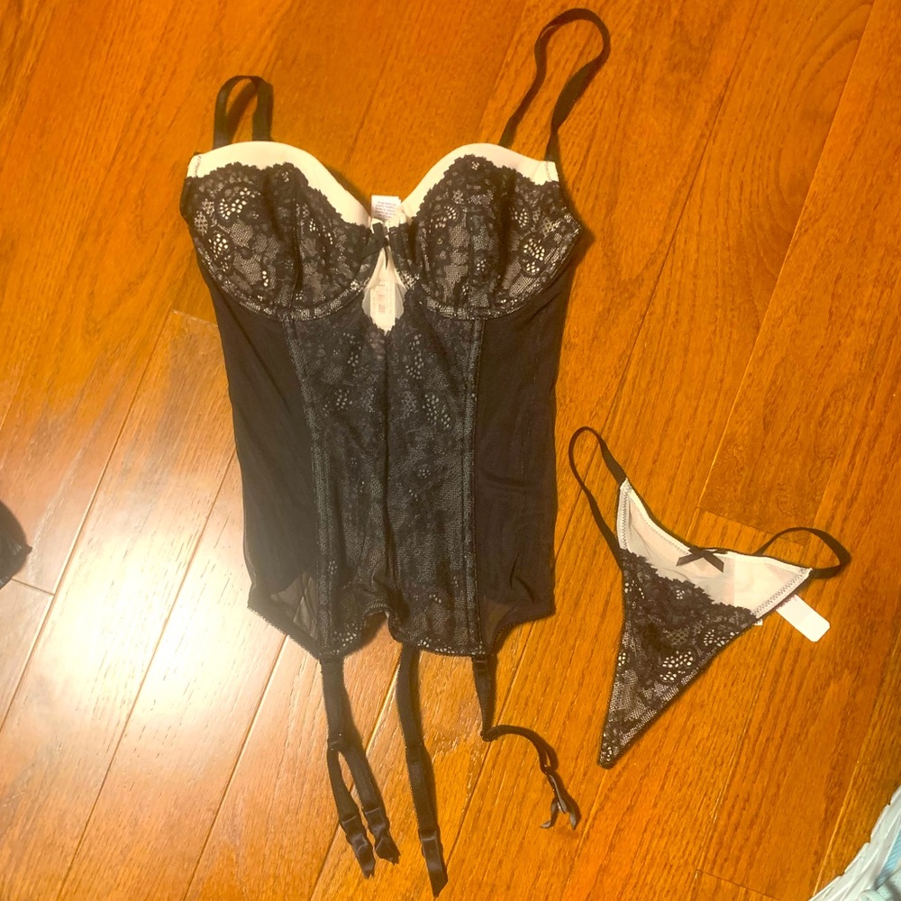 Victoria’s Secret bustier and g-string